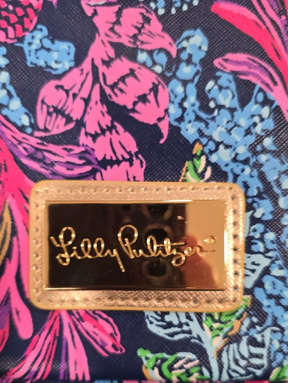 Lilly Pulitzer Laptop Sleeve Leatherette Vegan Navy Calypso Coast 14